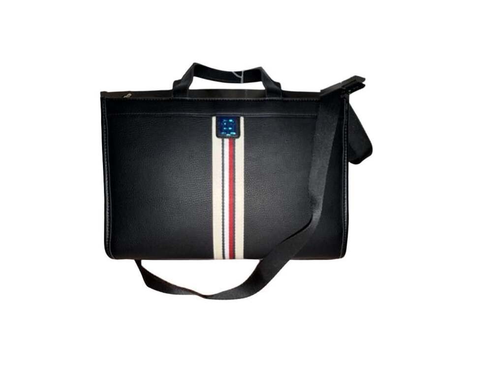 Tommy Hilfiger Margot Satchel Faux Leather Bag with Striped Detail